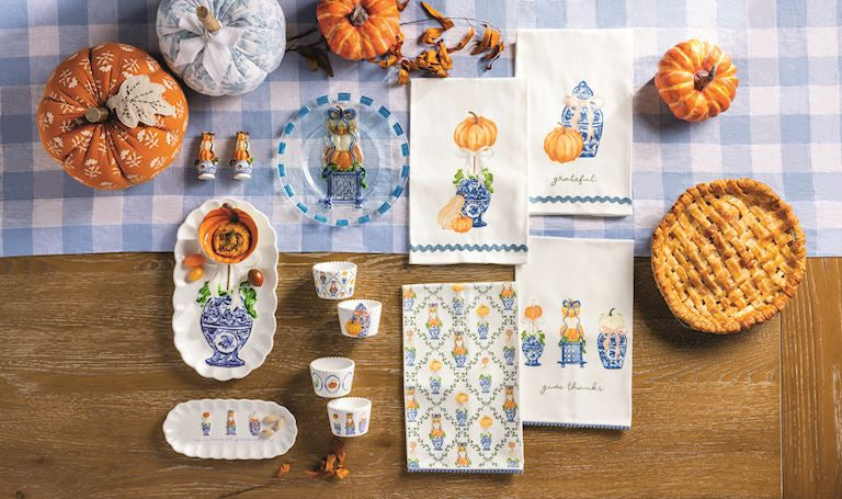 Mud Pie Pumpkin Topiary Glass Plate