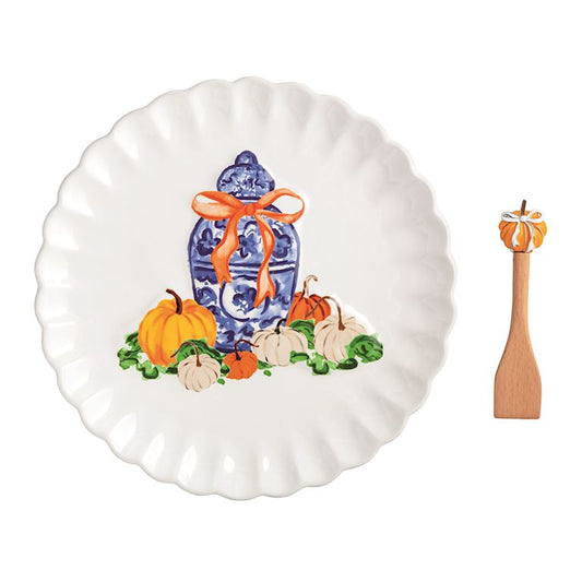 Mud Pie Pumpkin Topiary Cookie Plate