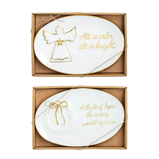 Mud Pie Gold Edge Christmas Sentiment Plates