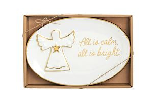 Mud Pie Gold Edge Christmas Sentiment Plates