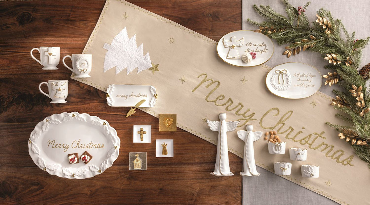 Mud Pie Gold Edge Christmas Sentiment Plates