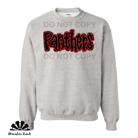 Ash Grey Panthers Faux Applique Sweatshirt