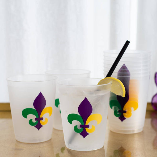 Frosted Mardi Gras Fleur Party Cup Set