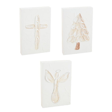 Mud Pie White Christmas Painted Plaques