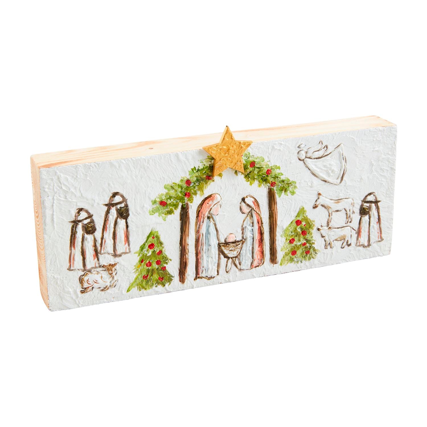 Mud Pie Wooden Painted Nativity Plaque