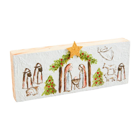 Mud Pie Wooden Painted Nativity Plaque