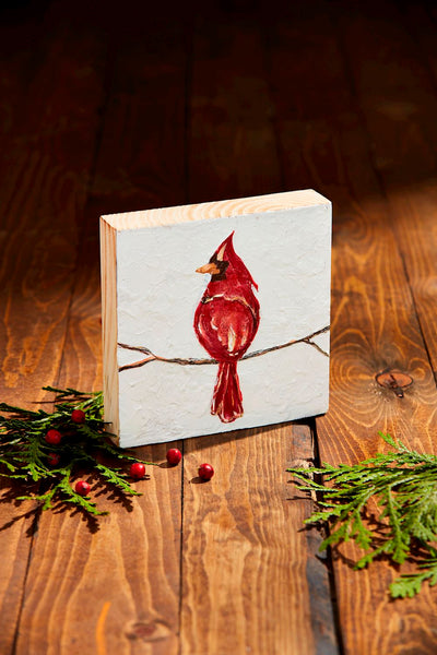 Mud Pie Wooden Painted Cardinal Plaque