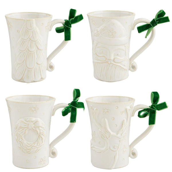 Mud Pie White Christmas Mugs