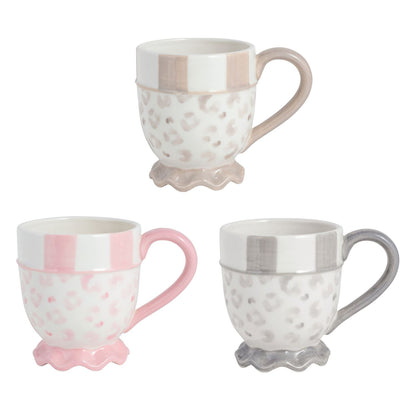Mud Pie Stripe Rim Leopard Mug