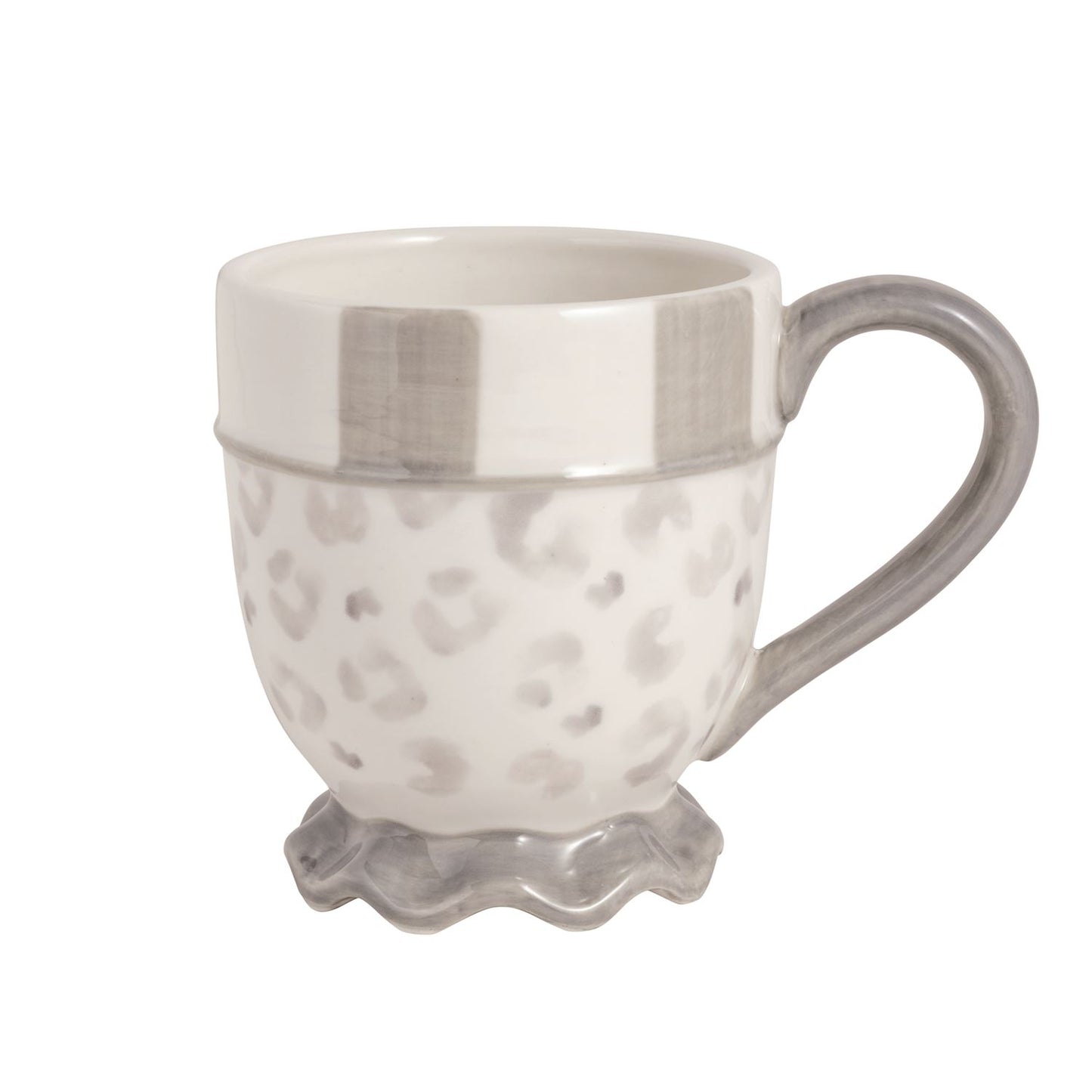 Mud Pie Stripe Rim Leopard Mug