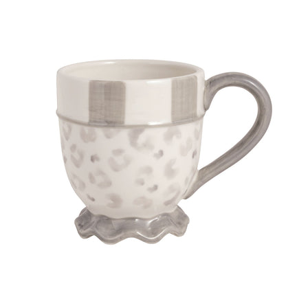 Mud Pie Stripe Rim Leopard Mug