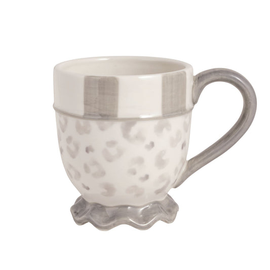 Mud Pie Stripe Rim Leopard Mug