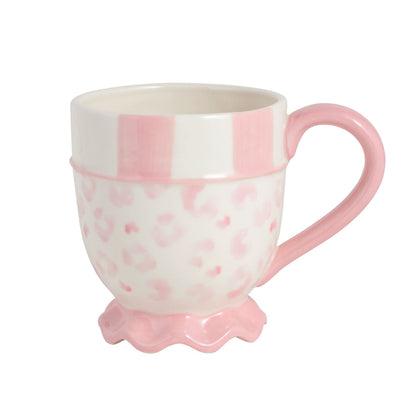 Mud Pie Stripe Rim Leopard Mug