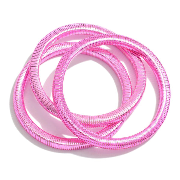 Pink Stretch Chain Link Bracelet