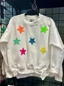 Youth White Princess of Sequin Patch Sweatshirt
