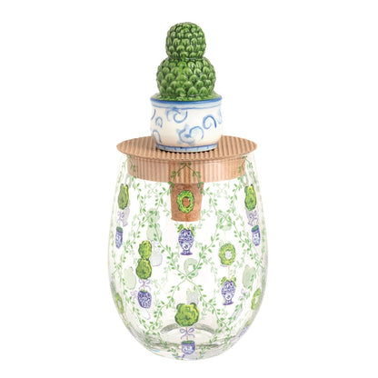 Mud Pie Topiary Wine Glass & Stopper Set