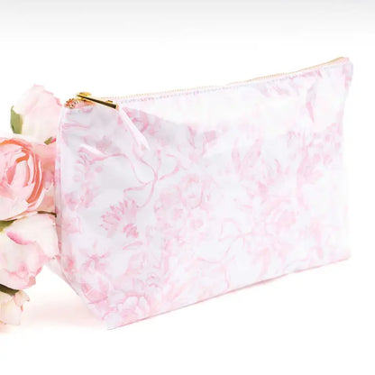 Pink Bow Toile Travel Cosmetic Case