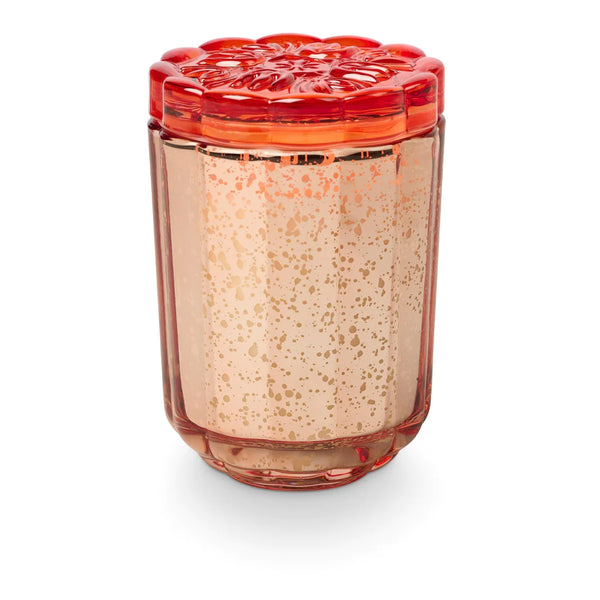 Blood Orange Dahlia Flourish Glass Candle