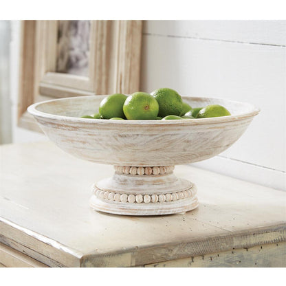 Mud Pie Beaded Wood Pedestal Bowl