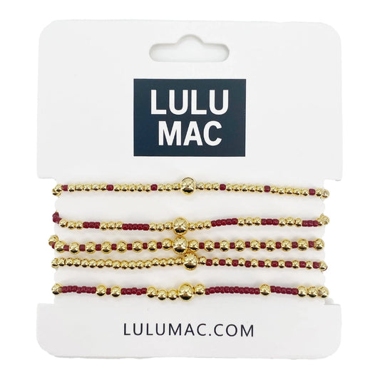 Lulu Mac Cardinal & Gold Bracelet Set