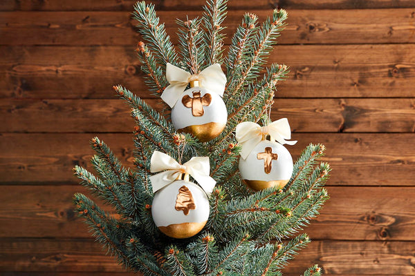 Mud Pie Gold Painted Ball Ornaments