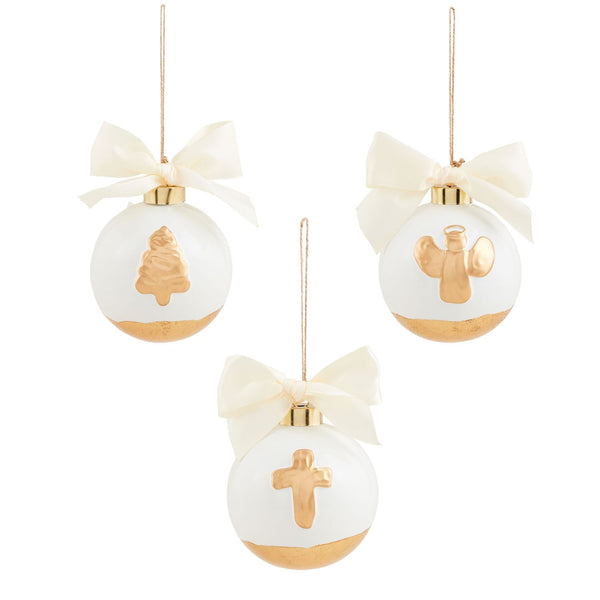 Mud Pie Gold Painted Ball Ornaments