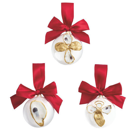 Mud Pie Flat Glass Oyster Ornaments
