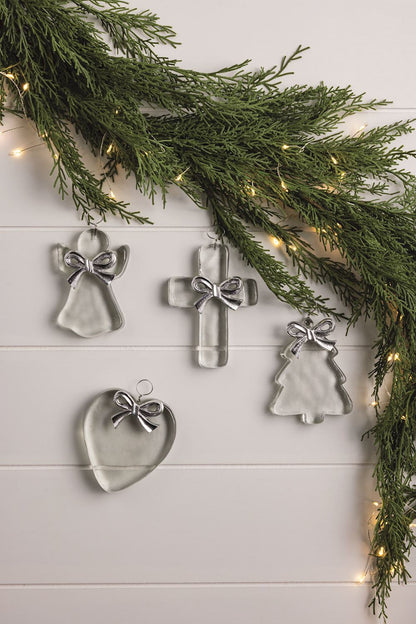 Mud Pie Metal Heart Glass Ornaments