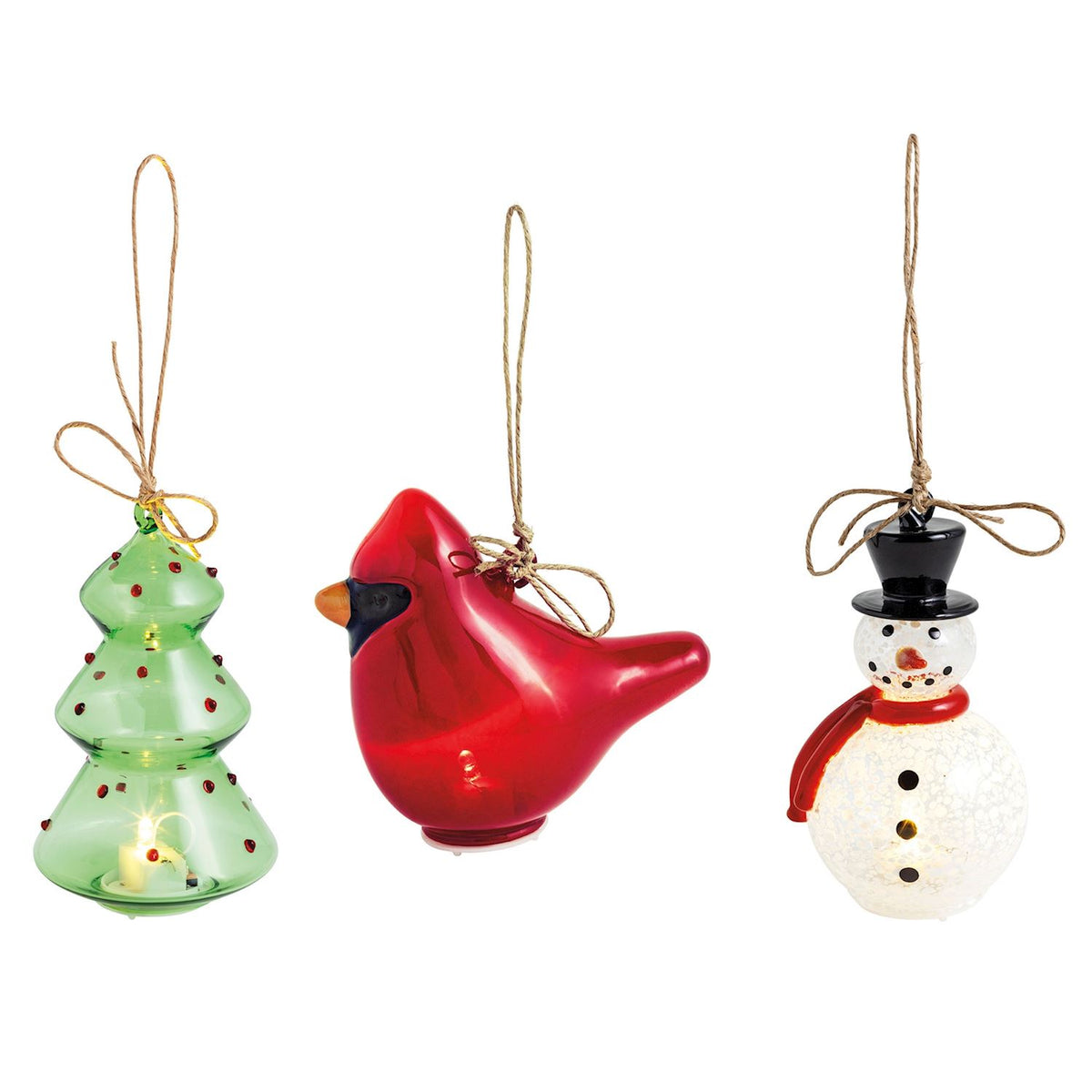 Mud Pie Christmas Glass Light-Up Ornaments