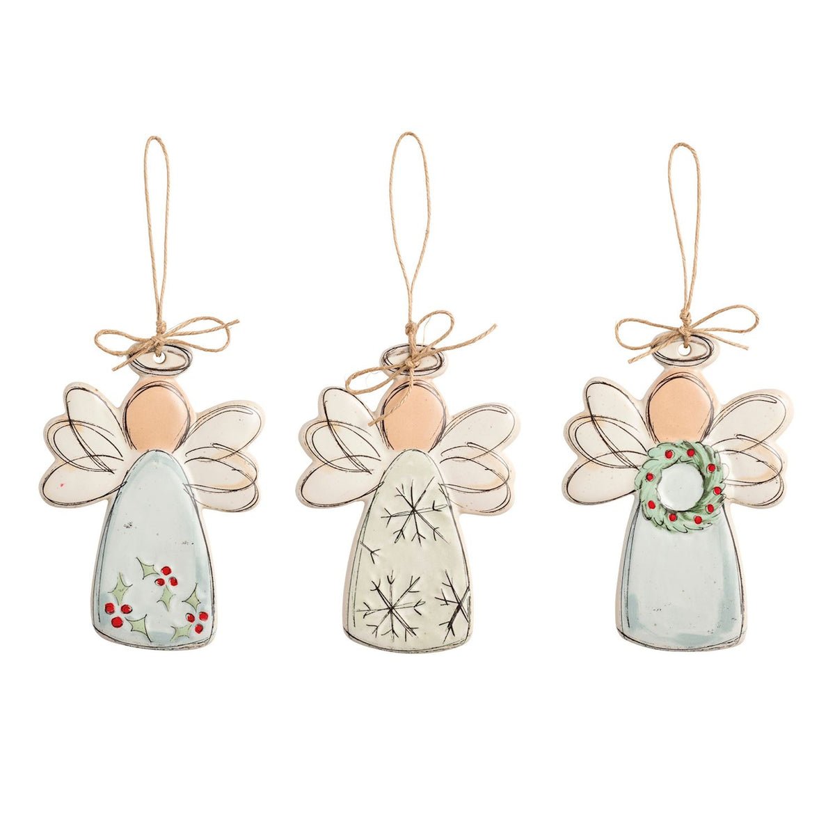 Mud Pie Speckle Angel Ornaments
