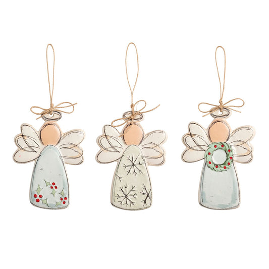 Mud Pie Speckle Angel Ornaments