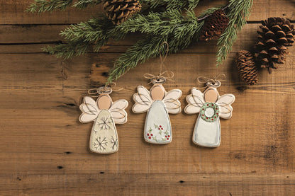 Mud Pie Speckle Angel Ornaments