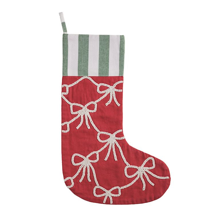 Mud Pie Bow Beaded Stocking