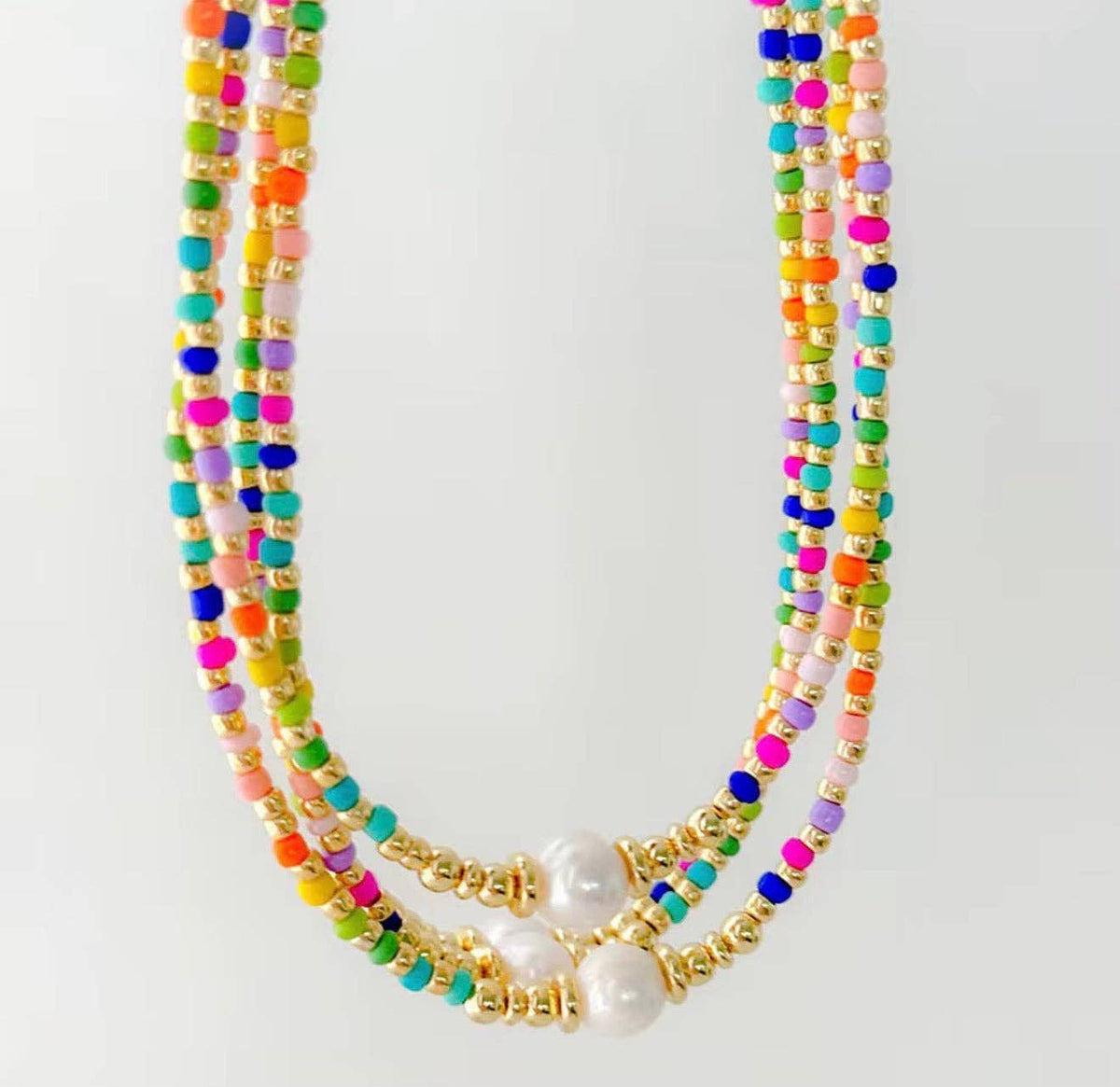 Multi Beaded Freshwater Pearl Necklace