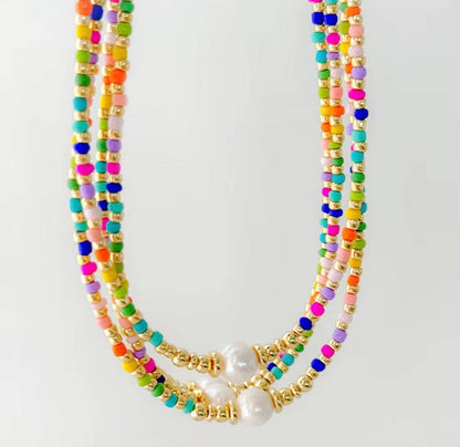 Multi Beaded Freshwater Pearl Necklace
