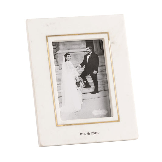 Mud Pie Mr. & Mrs. Gold Inlay Marble Frame