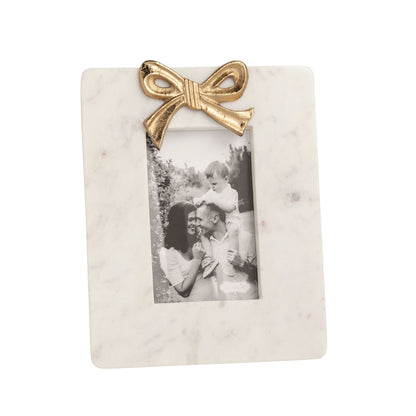Mud Pie Small Gold Bow Marble Frame