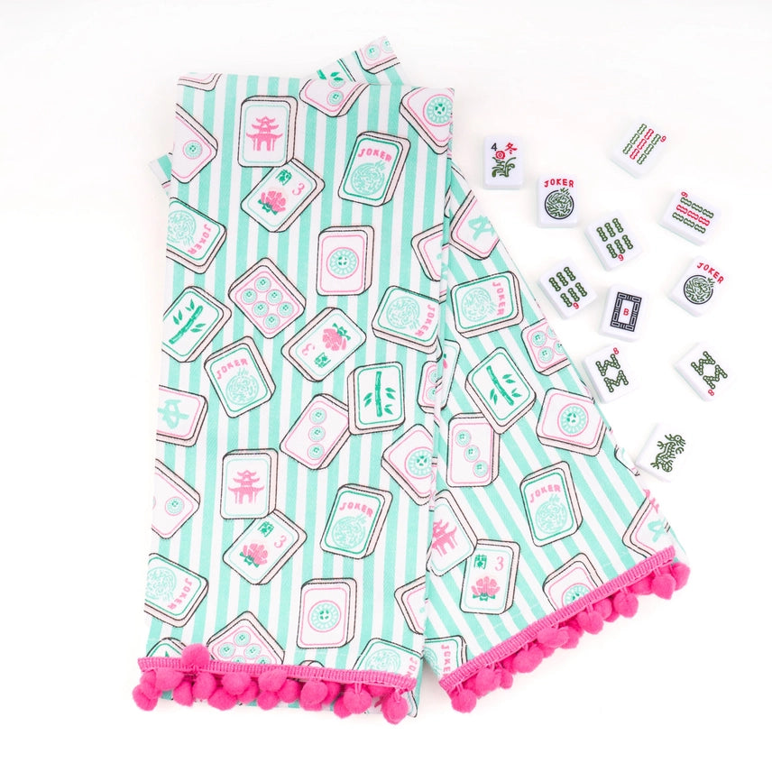 Mahjong Stripe Pom-Pom Kitchen Towel