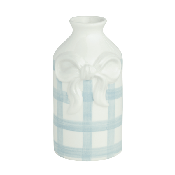 Mud Pie Blue & White Bow Bud Vase