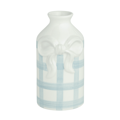 Mud Pie Blue & White Bow Bud Vase