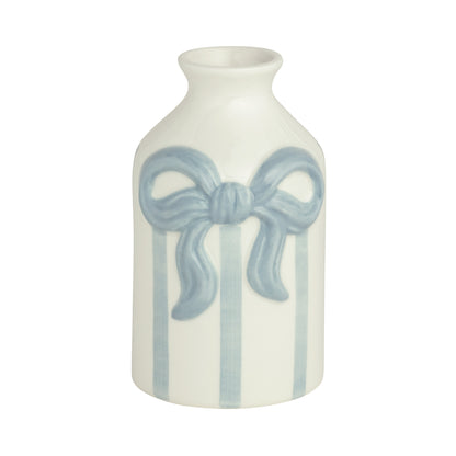Mud Pie Blue & White Bow Bud Vase