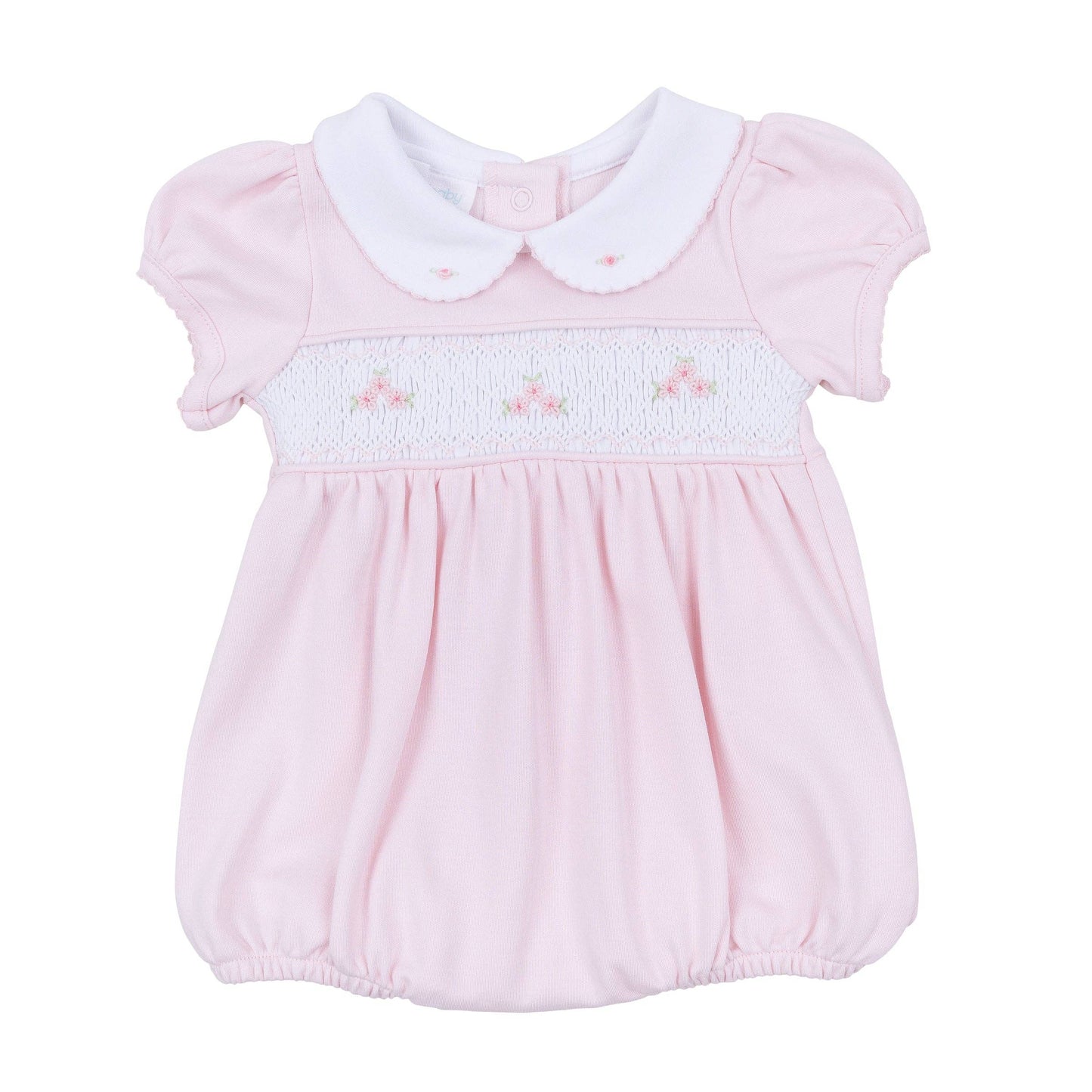 Magnolia Baby Pink Willow's Classics Smocked Short Sleeve Bubble
