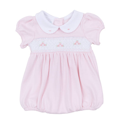 Magnolia Baby Pink Willow's Classics Smocked Short Sleeve Bubble