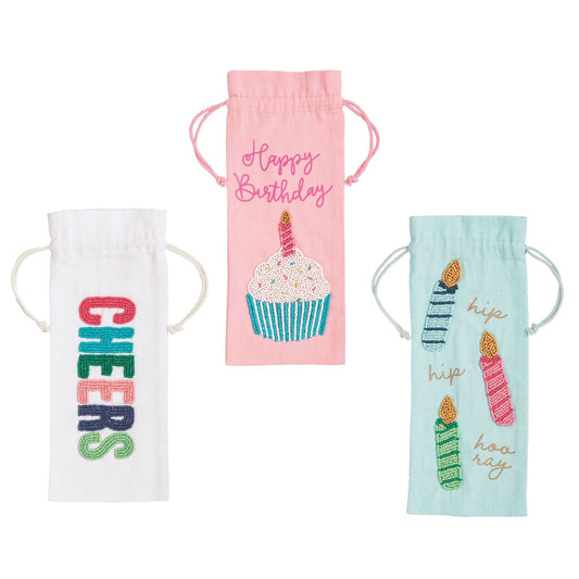 Mud Pie Beaded Birthday Wine Bags