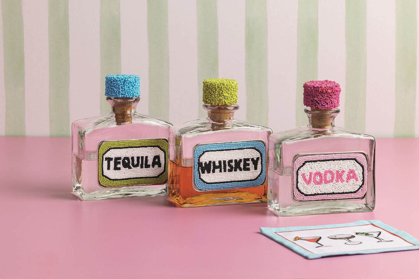Mud Pie Beaded Bar Decanters