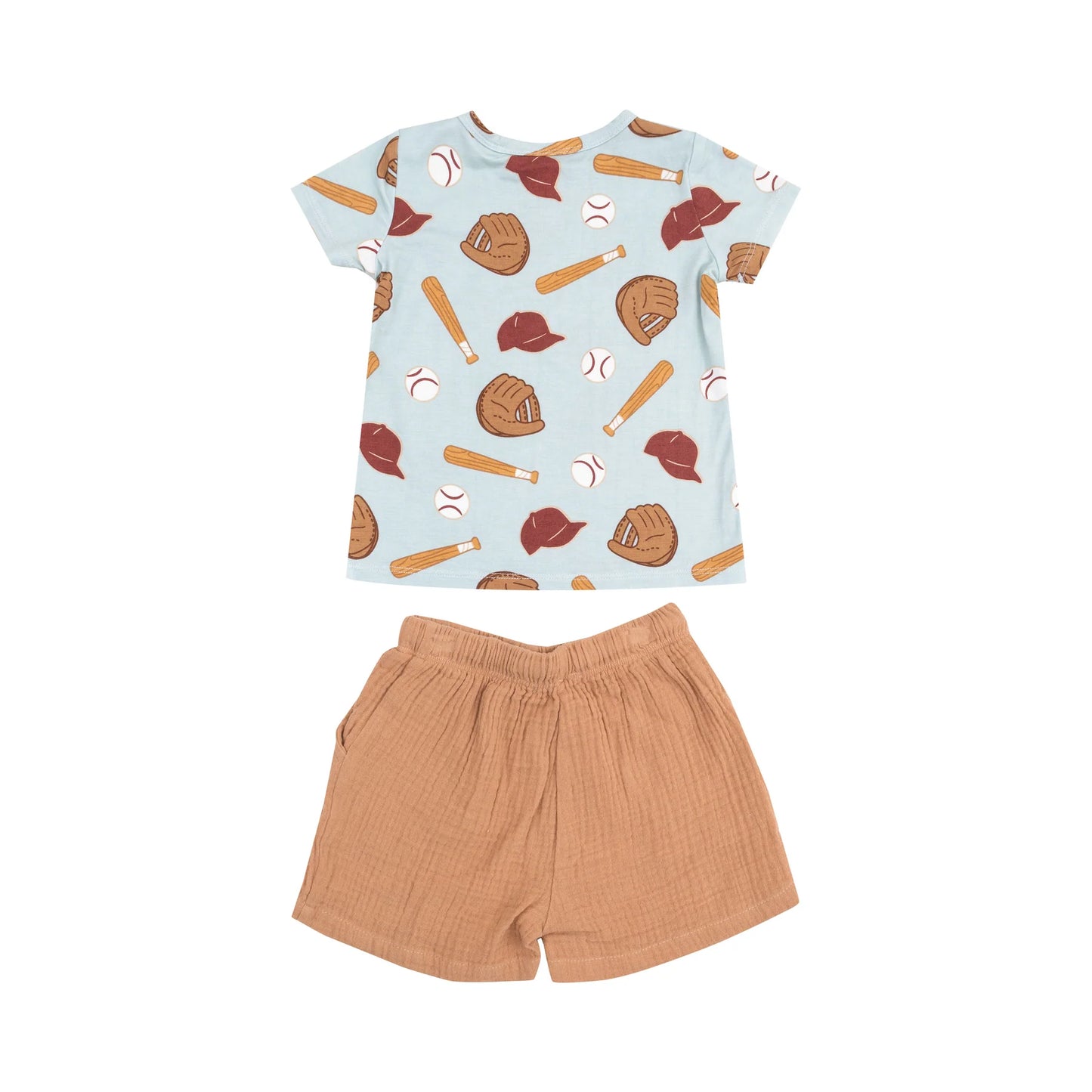 Angel Dear Baseball Crew Neck Tee & Muslin Shorts