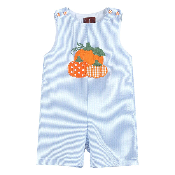 Blue Seersucker Pumpkin Shortall