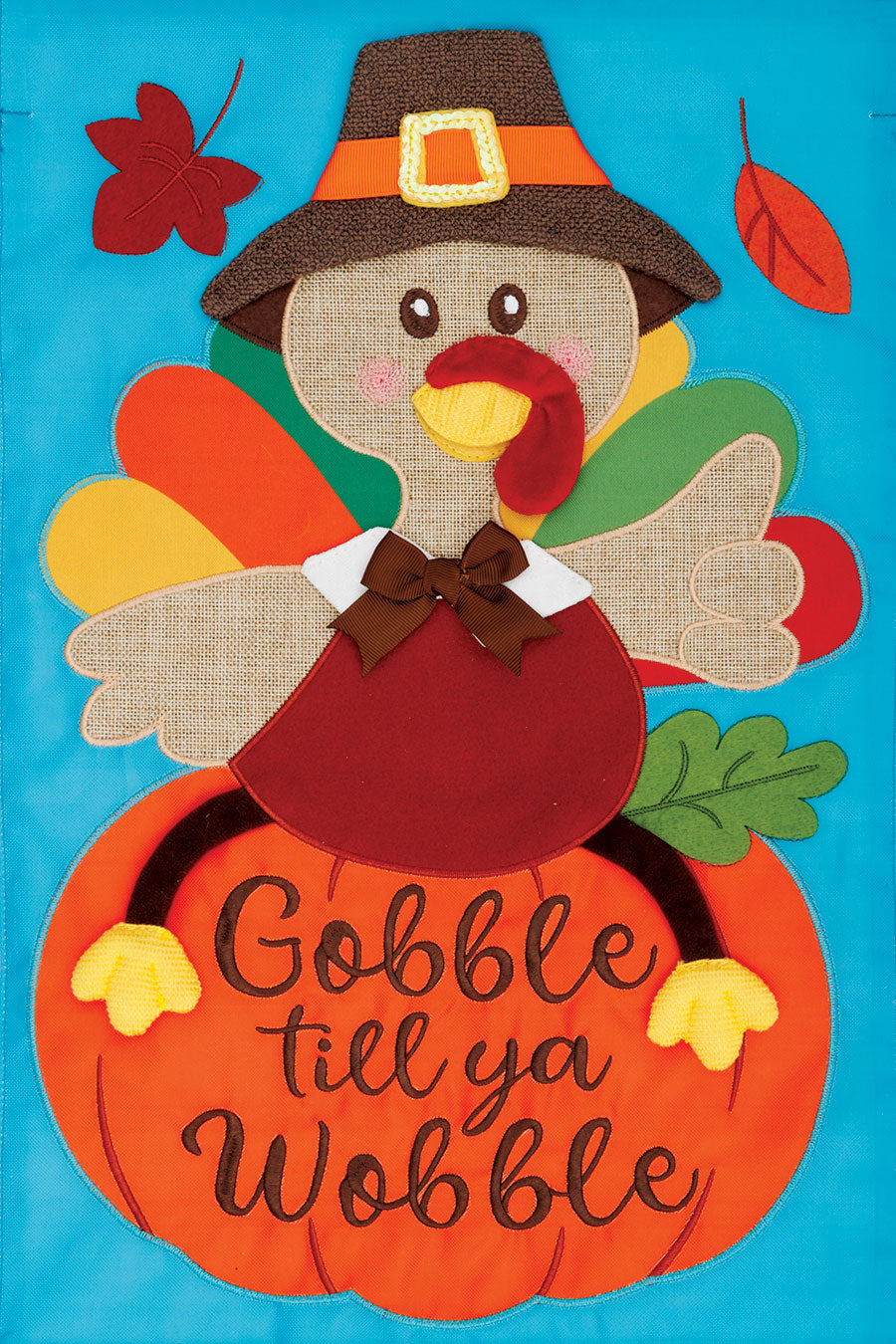 Gobble Turkey Applique Garden Flag