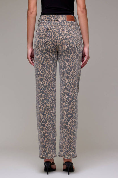 Cheetah Print Straight Jeans