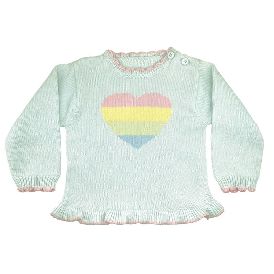 Rainbow Heart Knit Sweater
